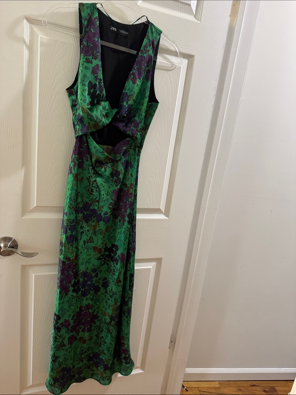 Zara Green and Purple Floral Cutout Maxi Dress